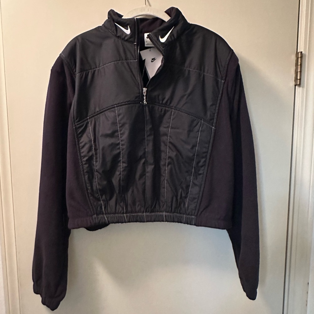 NWT Women’s Nike Sportswear Swoosh Plush 1/4 Zip Cropped Jacket, XL